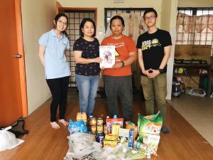 Providing aid in the form of groceries